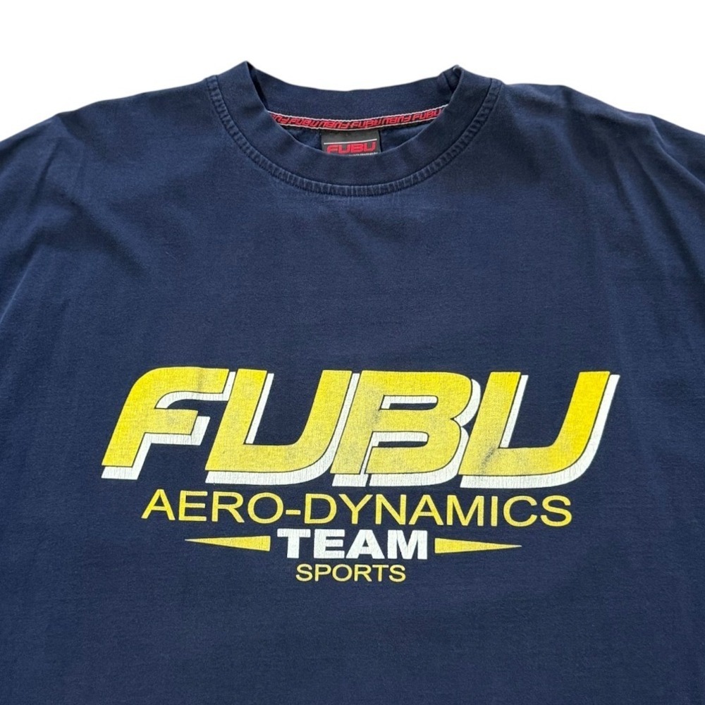 Vintage 90s Y2K FUBU Aero-Dynamics Team Sport Hip Hop Streetwear Graphic T-shirt - Picture 4 of 8